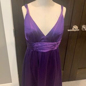 Calvin Klein Purple Silk V-neck Dress (Side Zipper and Lined)